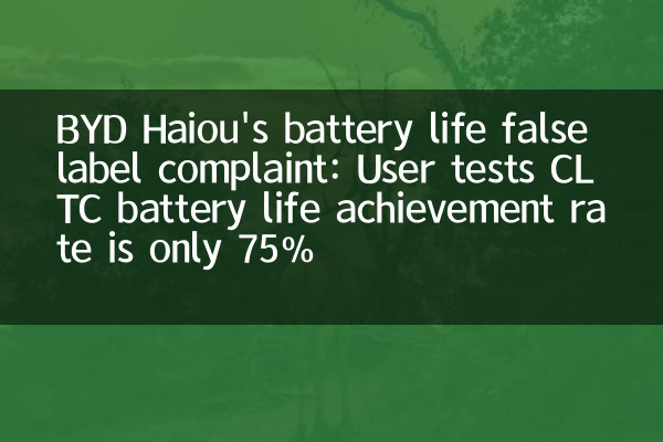 BYD Haiou की बैटरी जीवन गलत लेबल शिकायत: उपयोगकर्ता परीक्षण CLTC बैटरी जीवन उपलब्धि दर केवल 75% है